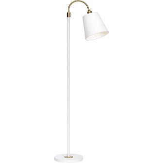 Lampa podłogowa Cia mosiądz z białym abażurem